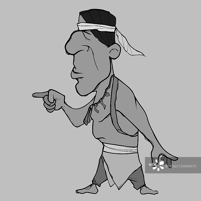 卡通美国印第安人严厉地指着他的手指图片素材