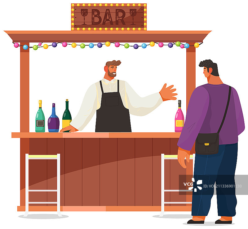 酒保与客人交流图片素材
