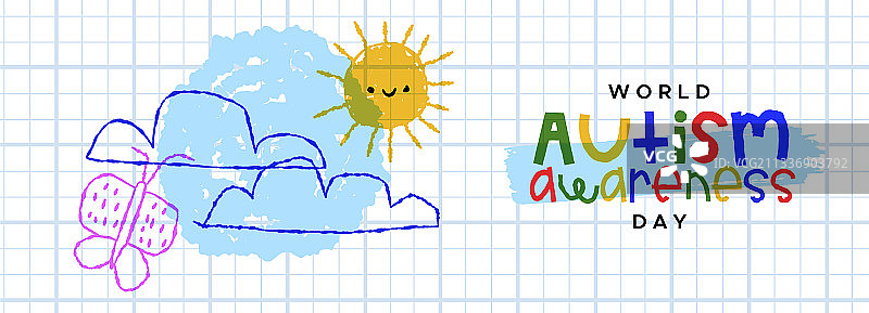 世界自闭症日儿童涂鸦banner图片素材