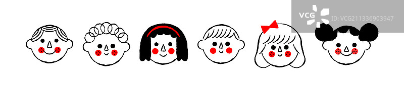 不同快乐儿童卡通面部合集（隔离）图片素材