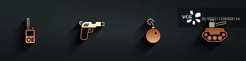 对讲机、手枪或枪、炸弹素材图片素材