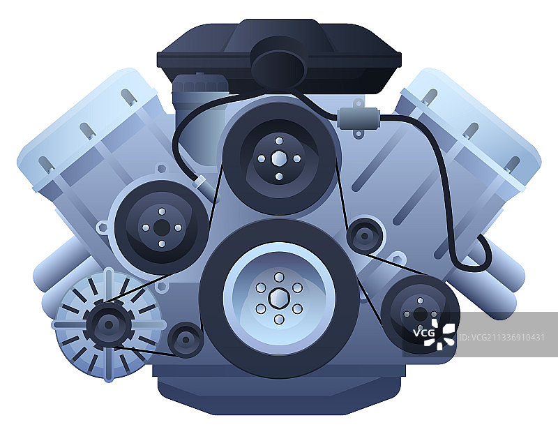 白色背景上的汽车发动机图片素材