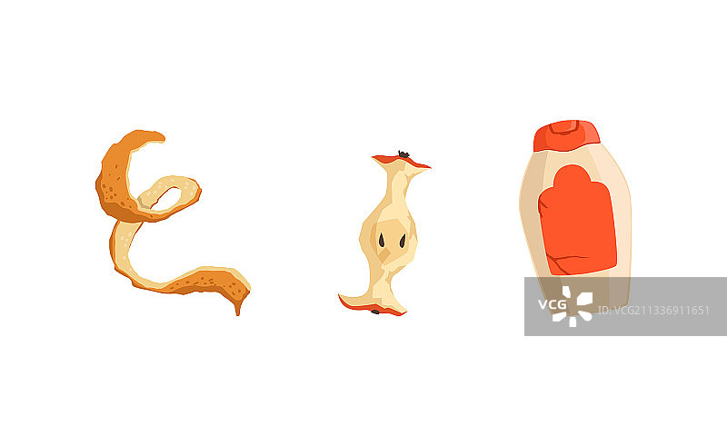 带有塑料管和橙色的垃圾废物图片素材