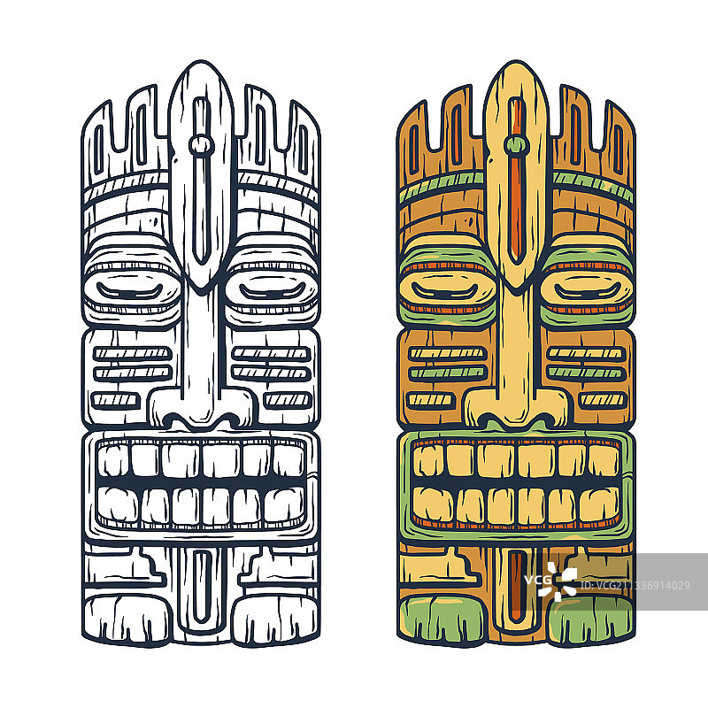 潮流夏威夷提基面具或人像民族图腾图片素材
