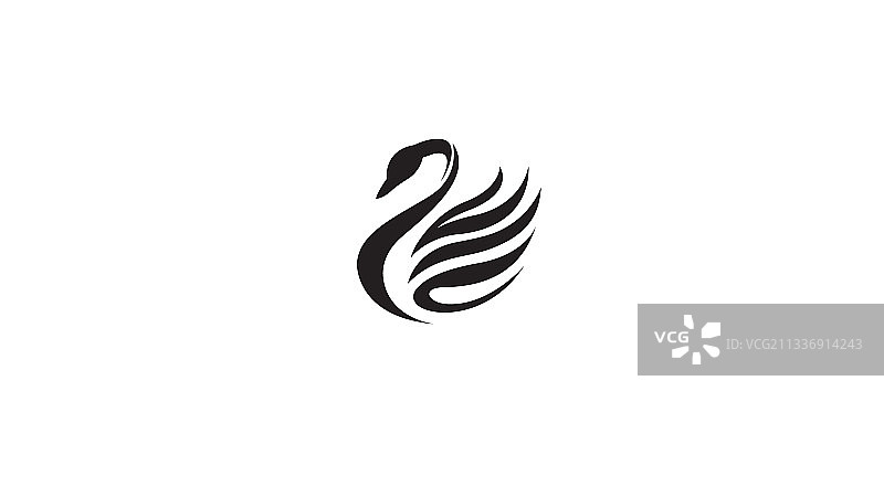 创意黑色抽象天鹅logo设计图片素材