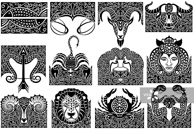 十二星座标志图标合集图片素材