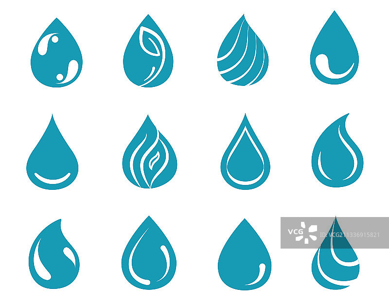 蓝色水滴图标合集图片素材