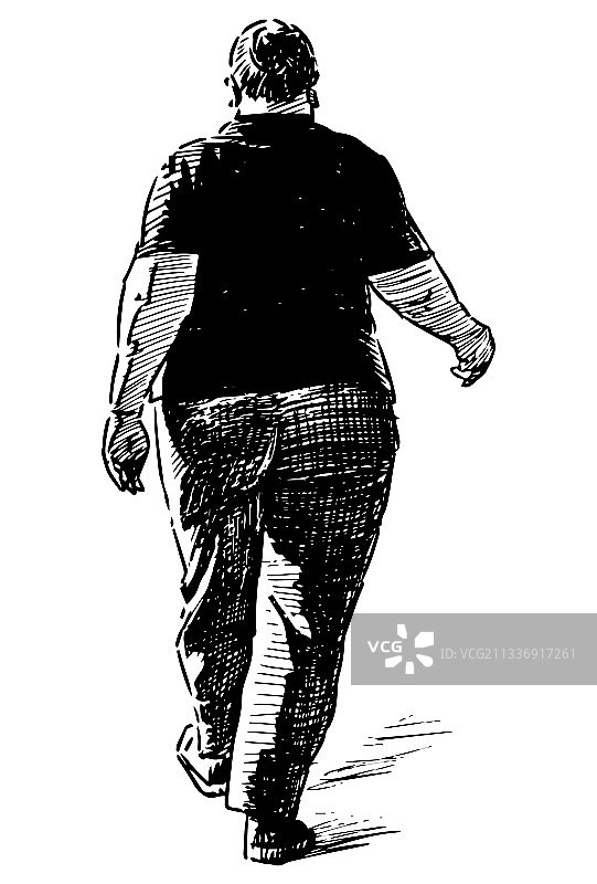 城市行人休闲速写图片素材