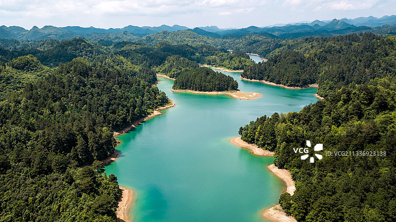 贵州长顺杜鹃湖风景区航拍图片素材