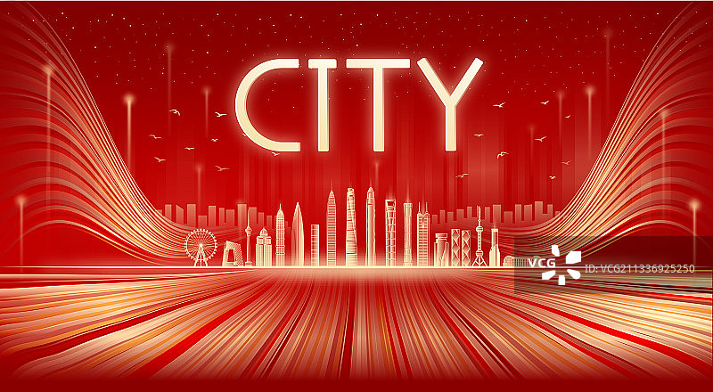 中国地标建筑群城市矢量插画图片素材