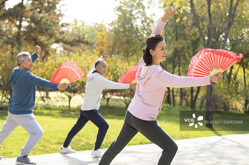老年人在公园练太极图片素材