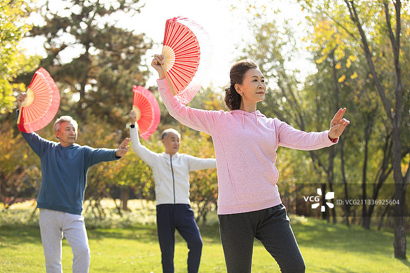 老年人在公园练太极图片素材