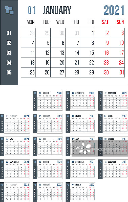 2021年蓝色日历月倒计时页面图片素材