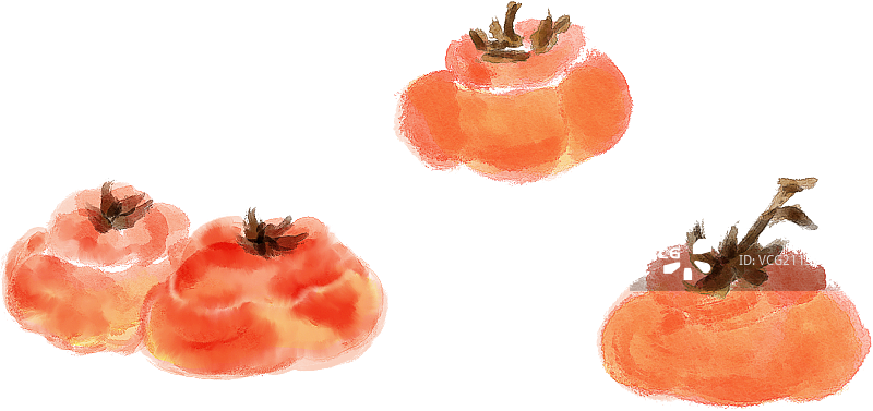 柿子国画元素图片素材