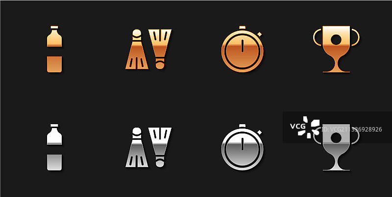 水瓶游泳脚蹼图标套装图片素材