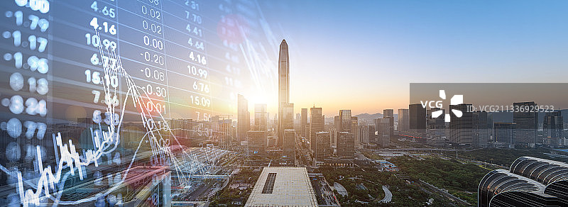 深圳城市风光和股市金融市场概念图片素材
