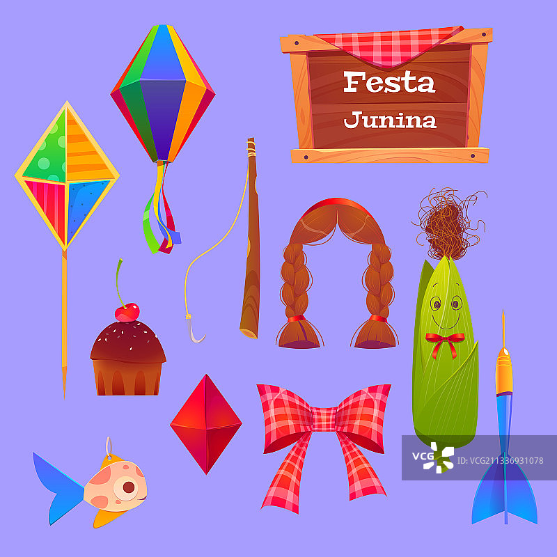 包含玉米和纸灯笼的六月节套装图片素材