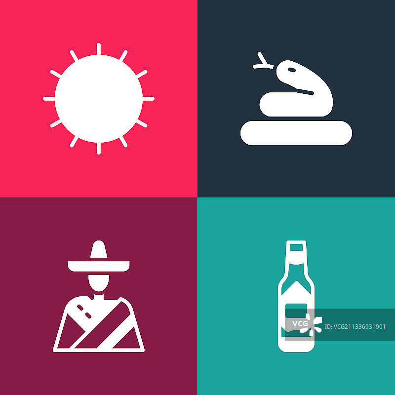 波普艺术墨西哥辣椒酱与戴帽子的男人图片素材