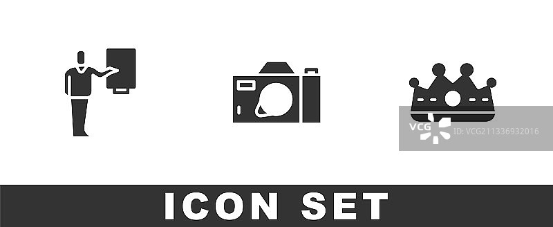 博物馆指南相机和皇冠图标图片素材