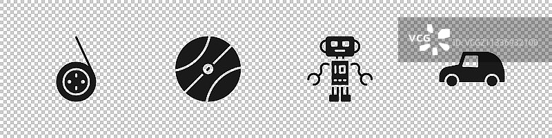 溜溜球、篮球、机器人和玩具车图片素材