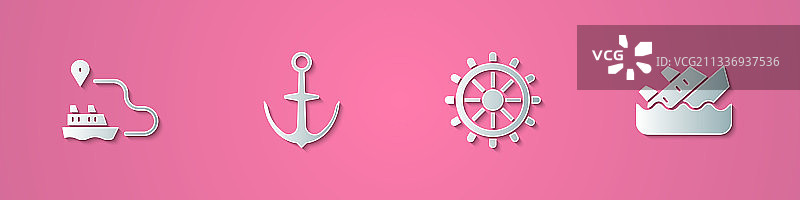 剪纸：航线、锚、方向舵图片素材