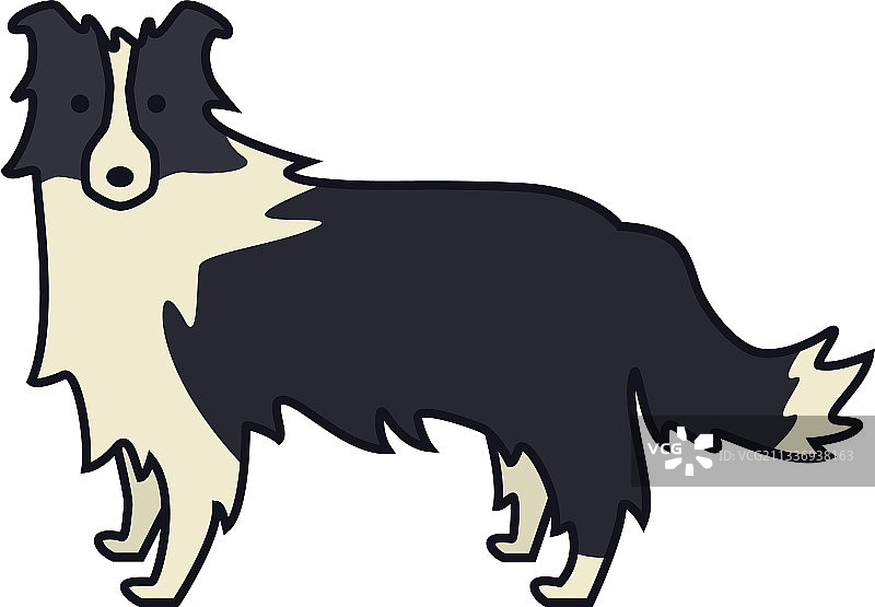 边境牧羊犬与农场动物线条狗图片素材