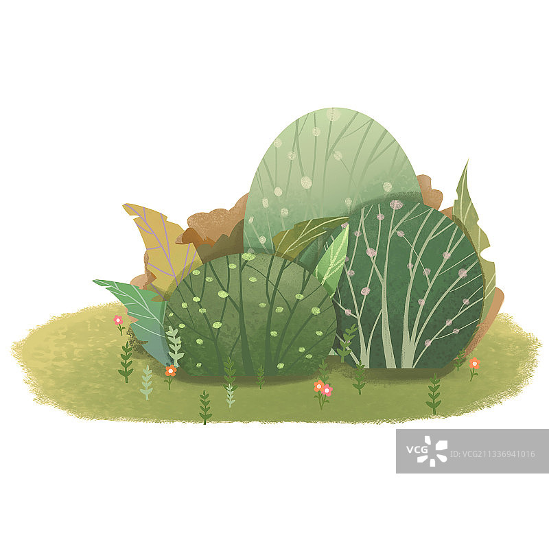 灌木丛 儿插绘本小场景图片素材