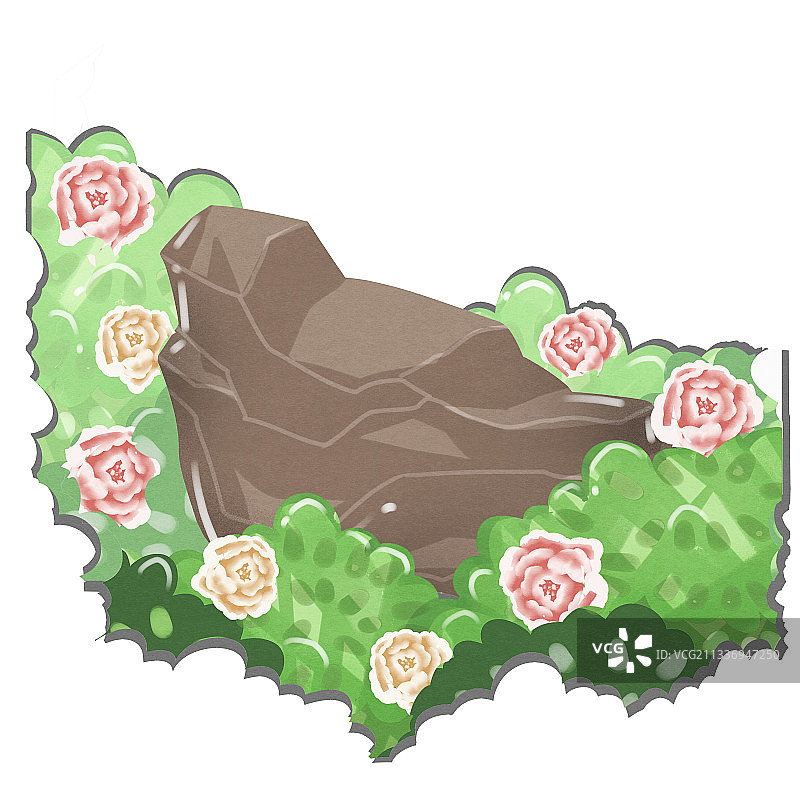 中国风牡丹花铺插画元素图片素材