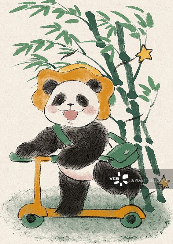 熊猫之爸爸妈妈去上学我去幼儿园图片素材