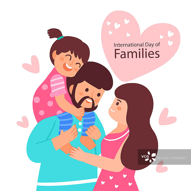 手绘国际家庭日图片素材