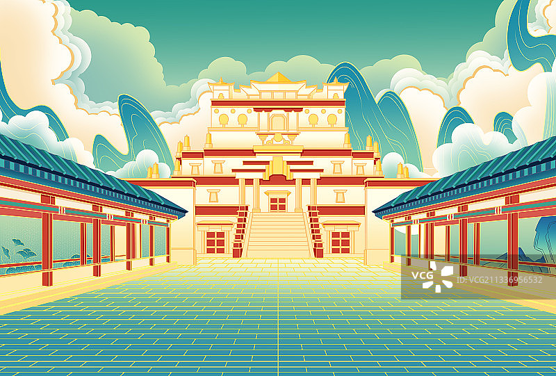 国潮插画 小布达拉宫（普陀宗乘之庙）图片素材