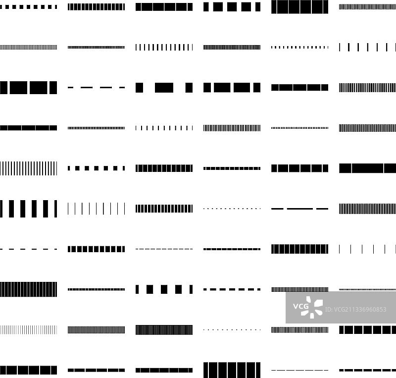 可水平重复的虚线集图片素材