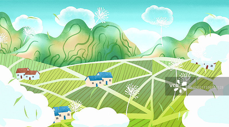 俯视田园插画背景图片素材