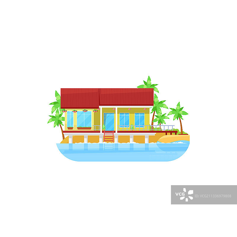 水上海滩小屋别墅图片素材