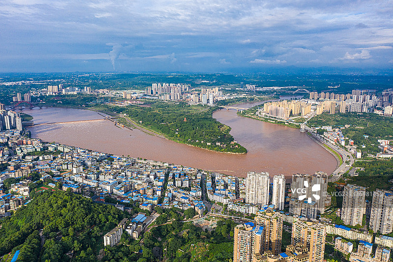 航拍四川省广安市市区城区图片素材