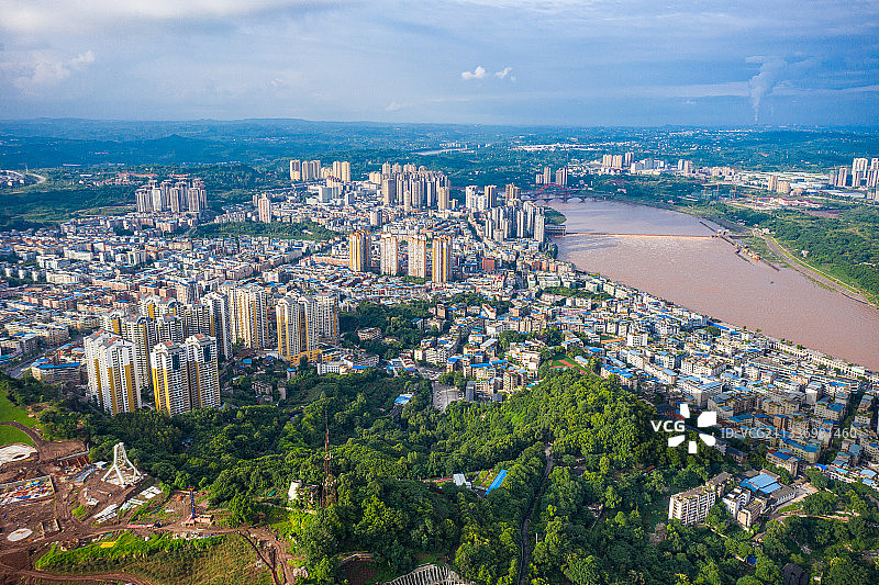 航拍四川省广安市市区城区图片素材