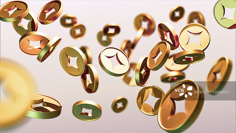 3D漂浮金币理财概念背景图图片素材