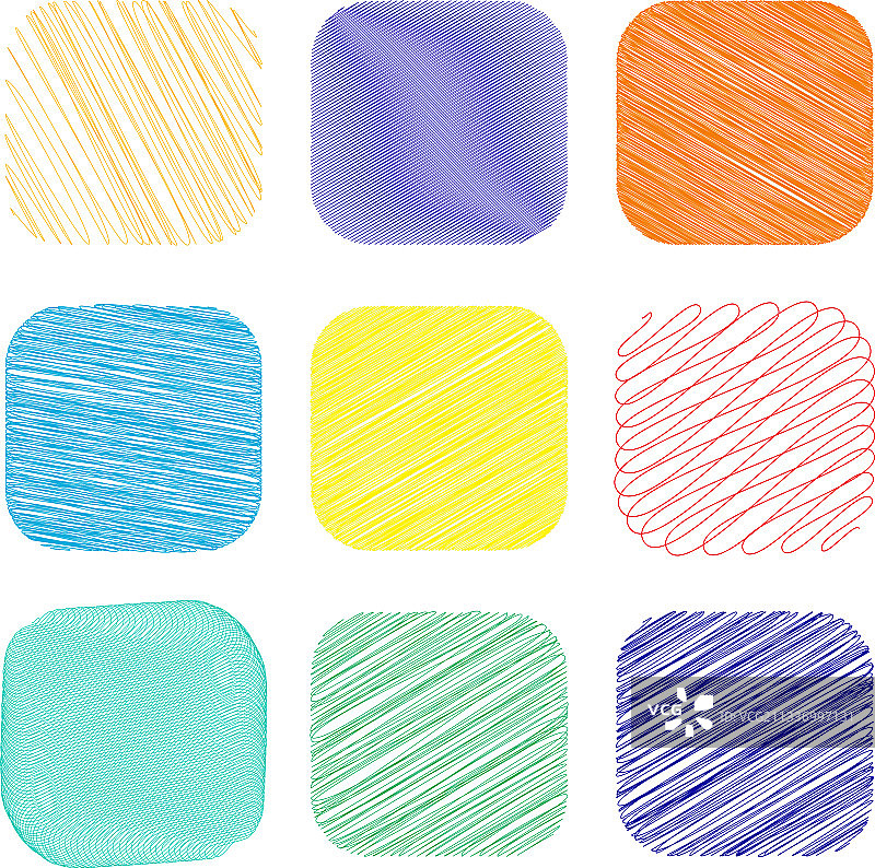 带有涂鸦草图的圆角正方形图片素材