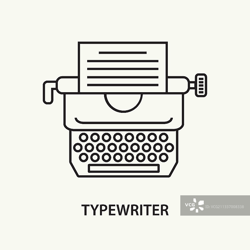 带纸的打字机扁平线条图标图片素材