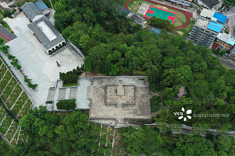 广东省梅州市大埔县三河镇三河坝战役纪念园航拍图片素材