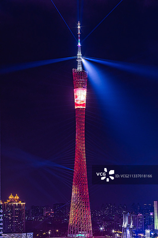 广州塔夜景灯光图片素材