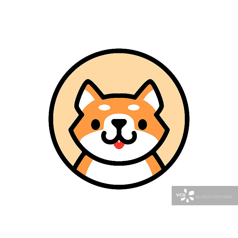 可爱的柴犬卡通圆形标志图片素材