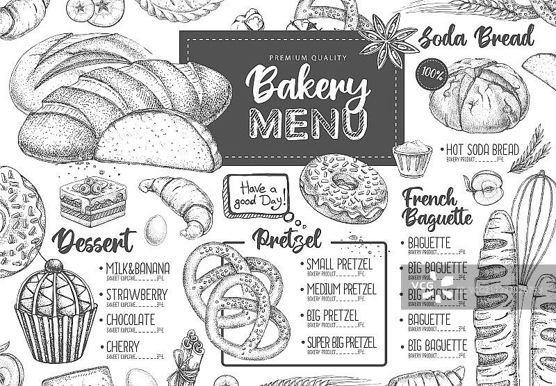 餐厅面包店菜单设计图片素材