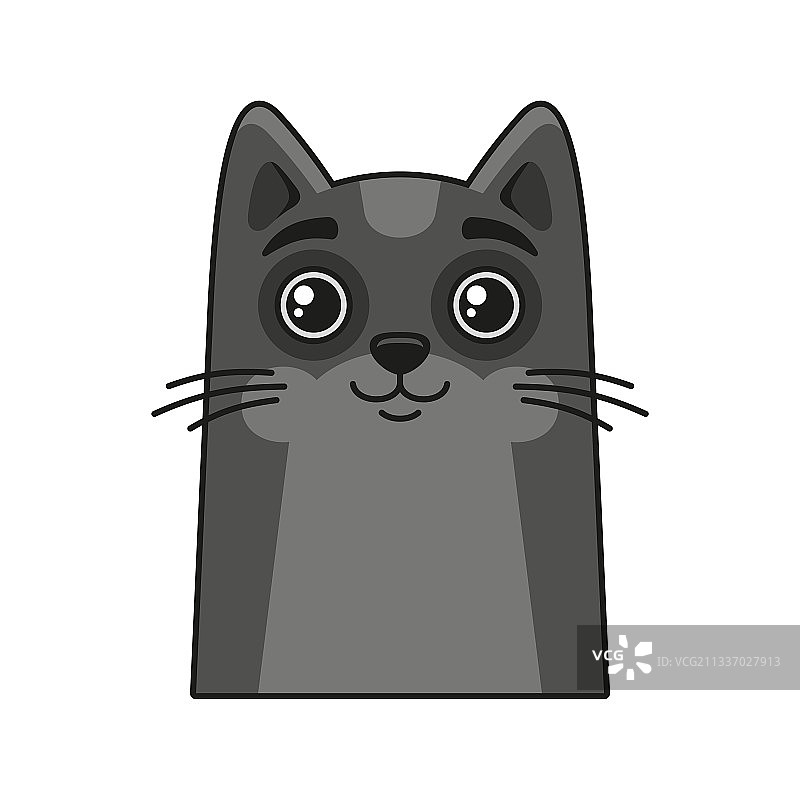 白色背景上的卡通风格可爱猫脸图标图片素材