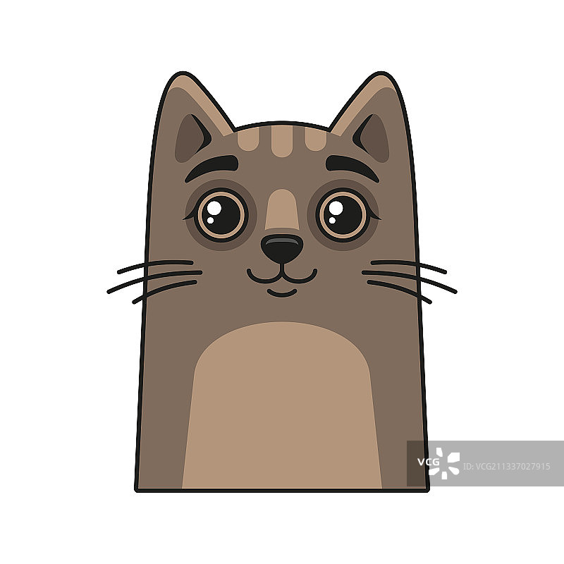 白色背景上的卡通风格可爱猫脸图标图片素材