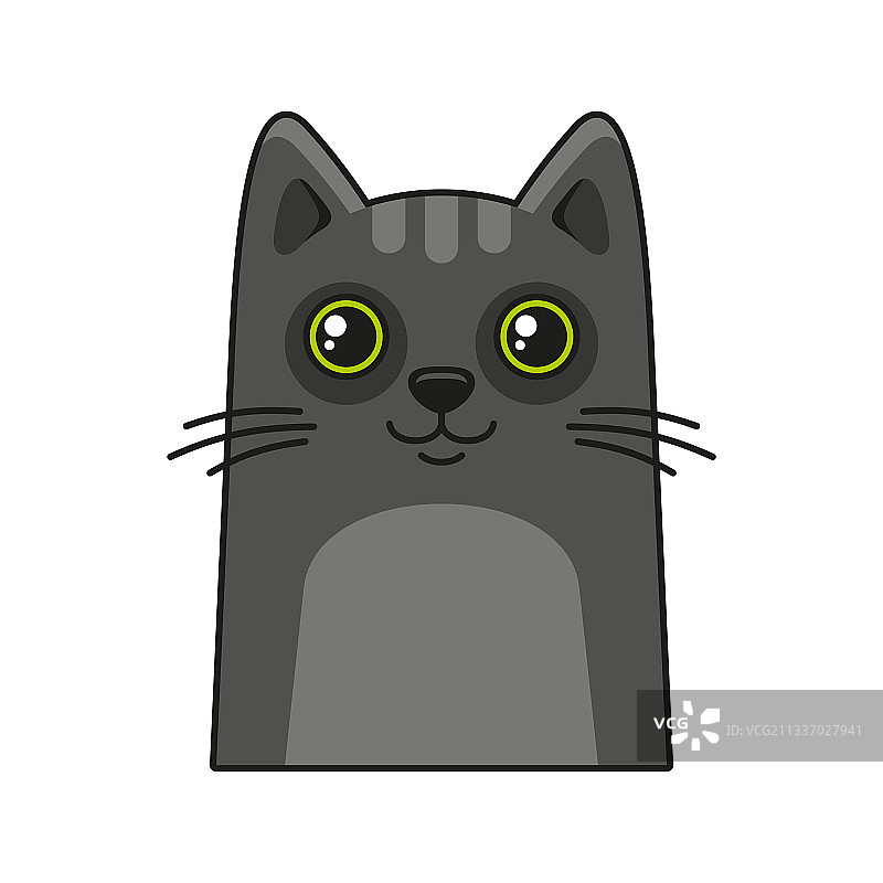 白色背景上的卡通风格可爱猫脸图标图片素材