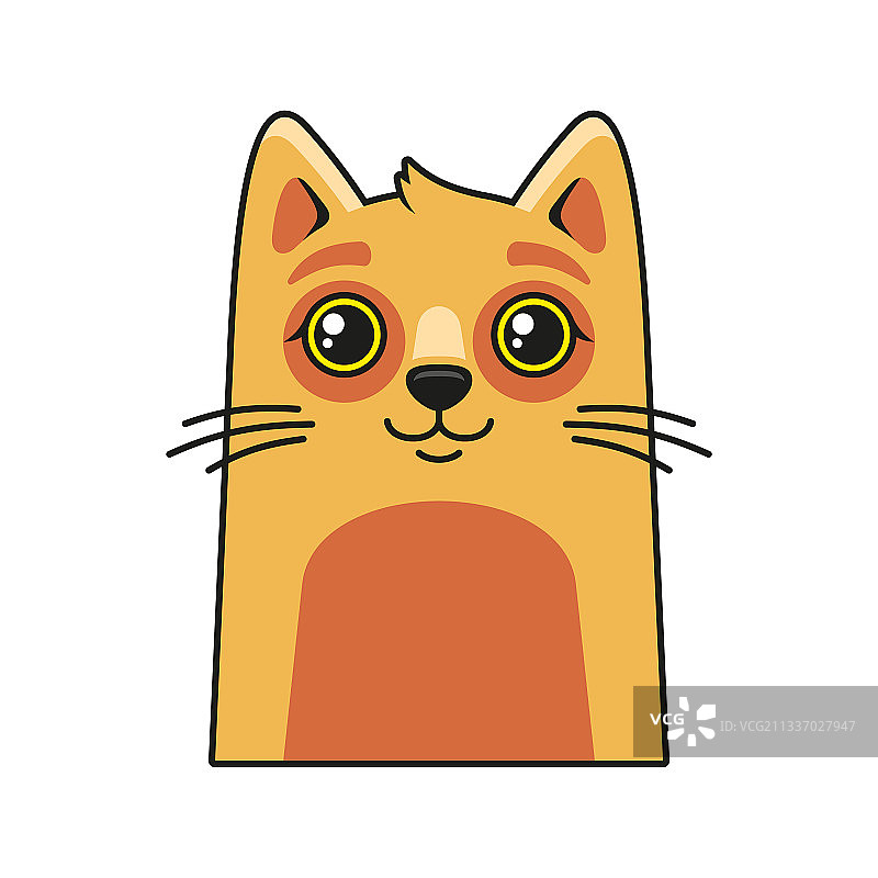 白色背景上的卡通风格可爱猫脸图标图片素材