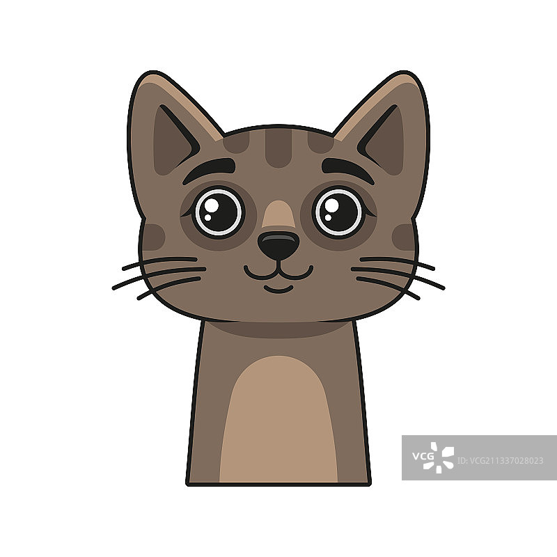 白色背景上的卡通风格可爱猫脸图标图片素材