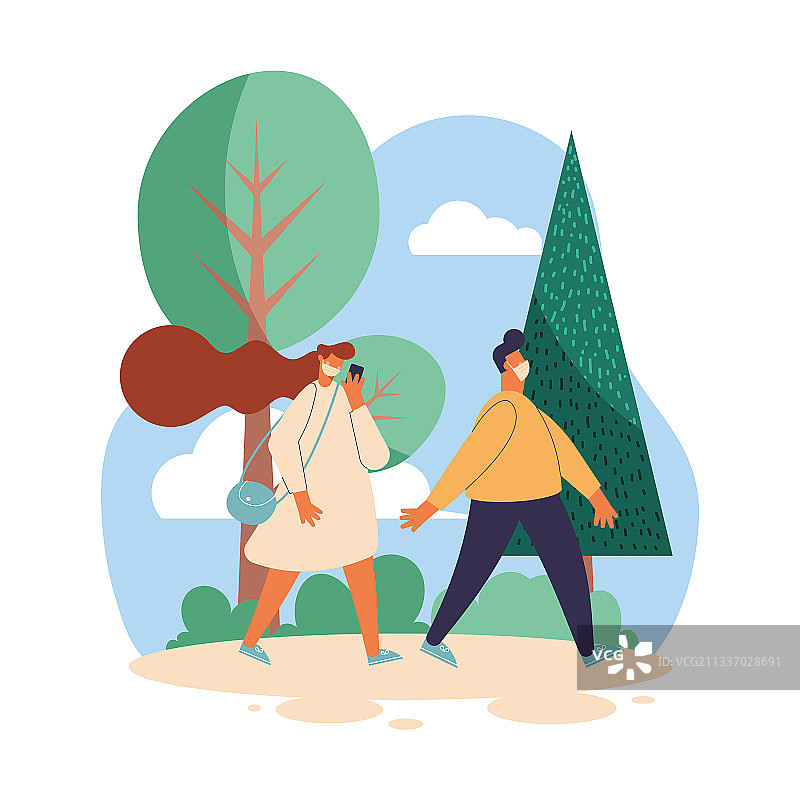 佩戴口罩的情侣图片素材