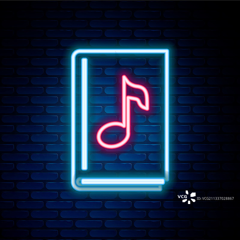 发光霓虹线条有声读物图标图片素材
